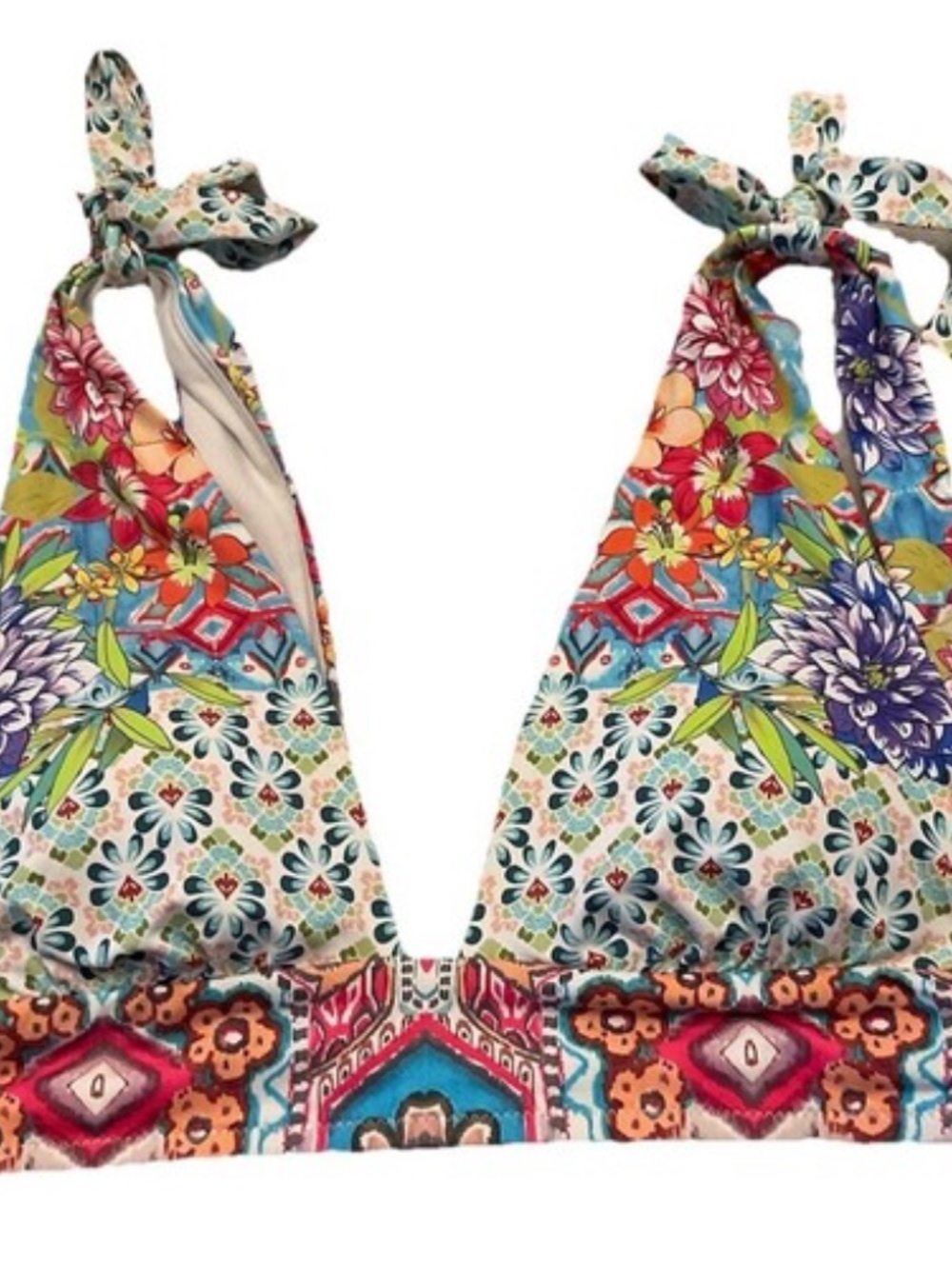 JOHNNY WAS Fook Wah Floral Bikini Top Swimsuit, Size S, NWOT